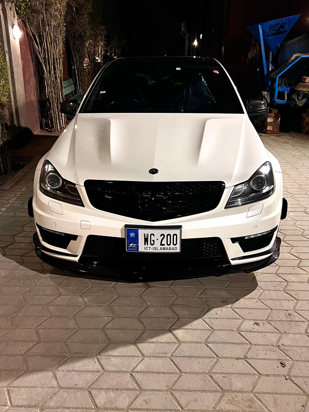 Mercedes W204 C Class Front Lip V4 - Carbon Fiber