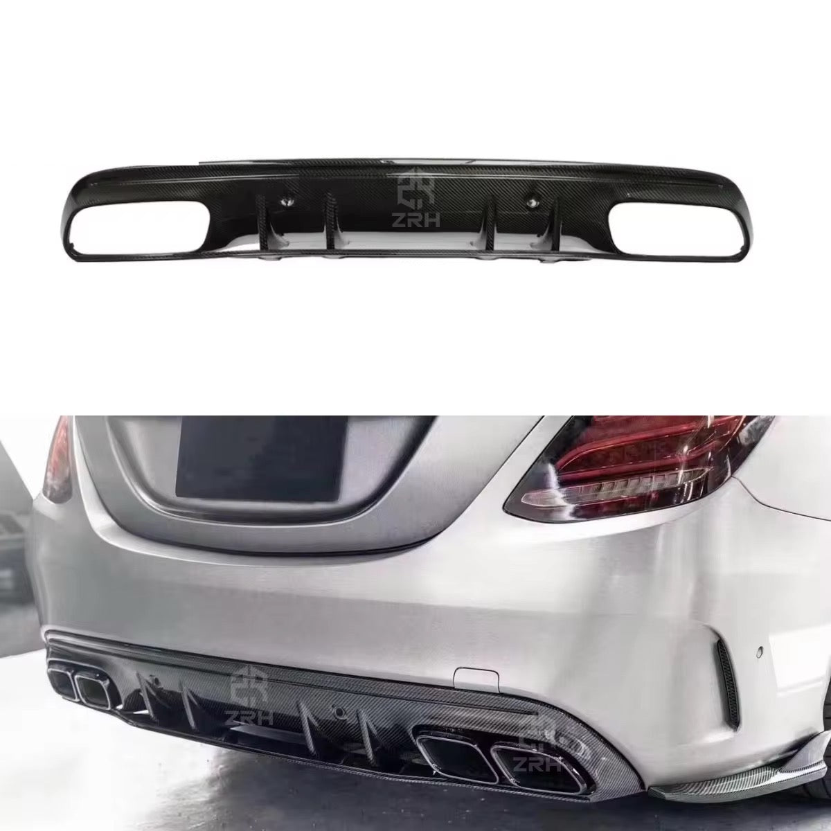 Mercedes W205 C Class Diffuser V2 - Original Carbon Fiber