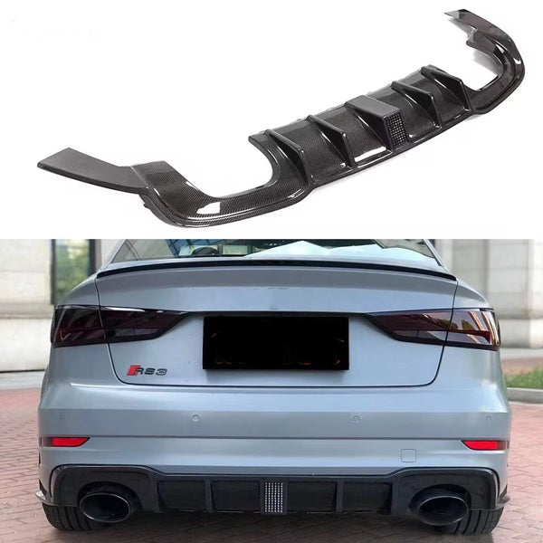 Audi A3/RS3 Rear Diffuser With Light - Carbon Fiber