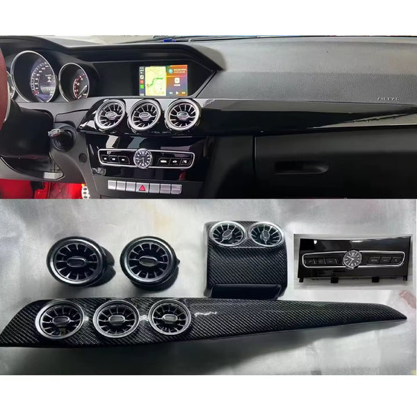 Mercedes W204 C Class 2012 Carbon Fiber Dashboard Trim with AC Vents Ambient Lights