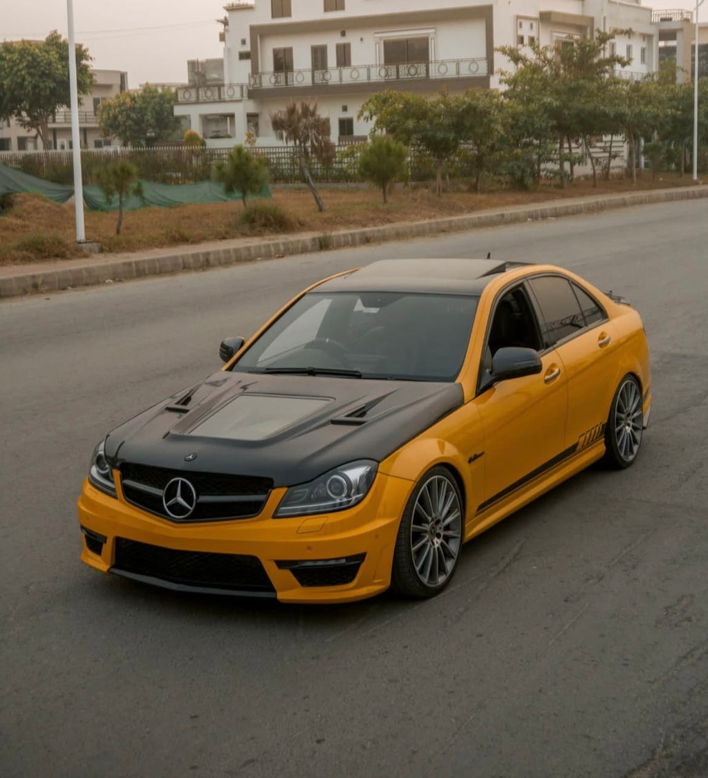 Mercedes W204 C63 Carbon Fiber Hood With Transparent Glass