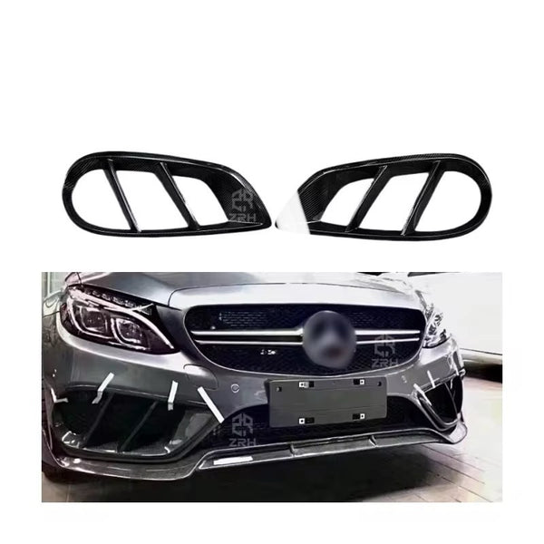 Mercedes W205 C Class Front Fog Light Cover - Orginal Carbon Fiber