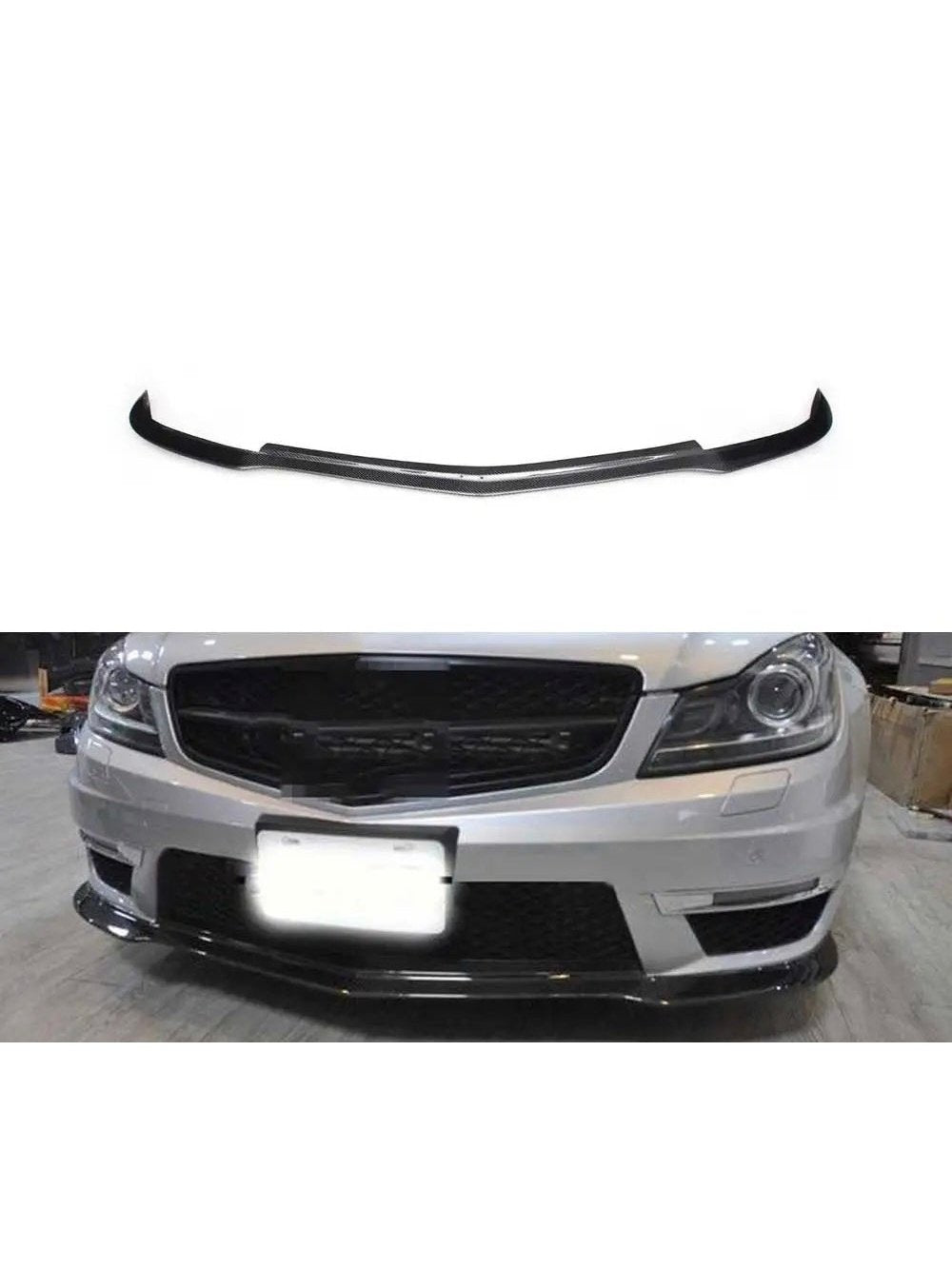 Mercedes W204 C Class Front Lip V3 - Carbon Fiber