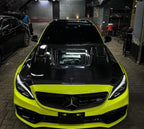 Mercedes W205 C63 Hood with transparent glass - Original Carbon Fiber