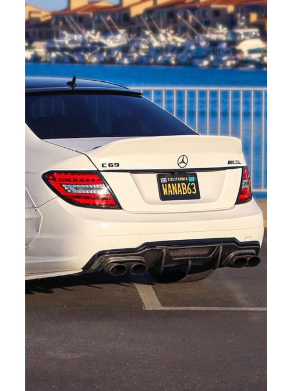 Mercedes W204 C Class Rear Diffuser V Style - Carbon Fiber