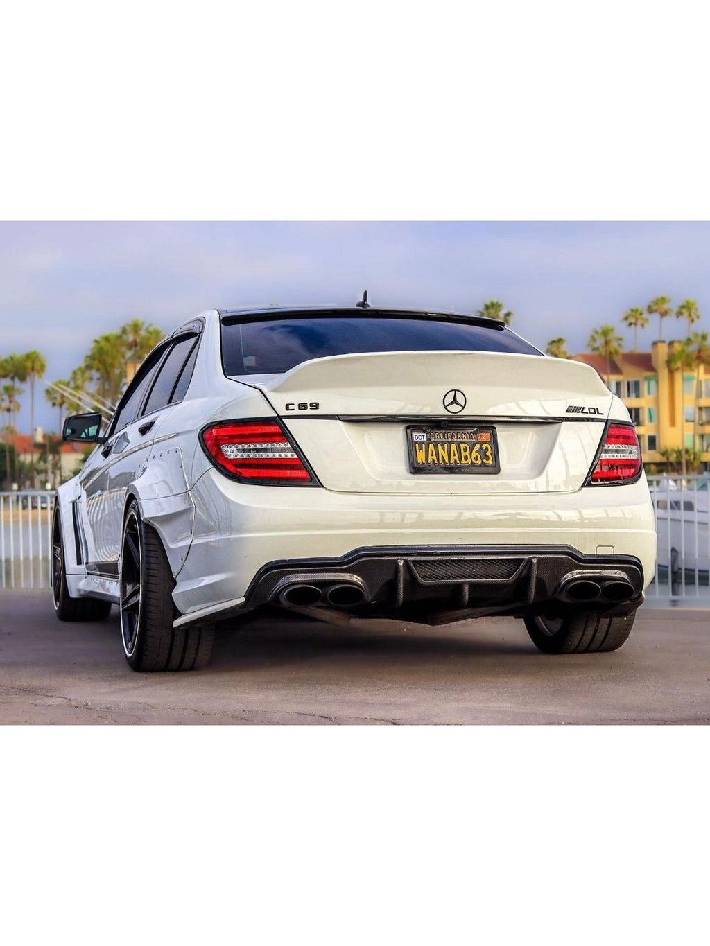 Mercedes W204 C Class Rear Diffuser V Style - Carbon Fiber