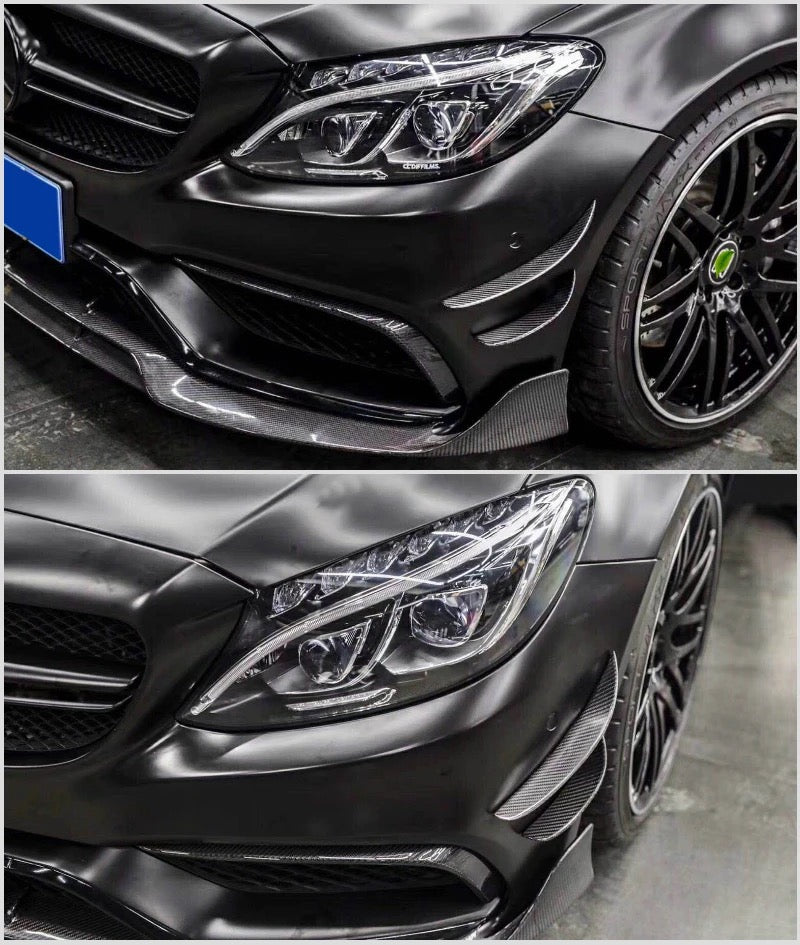 Mercedes W205 C63 Front Canards - Original Carbon Fiber