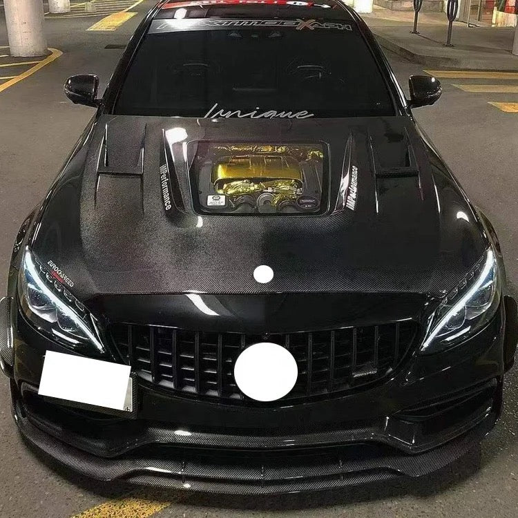 Mercedes W205 C63 Hood with transparent glass - Original Carbon Fiber