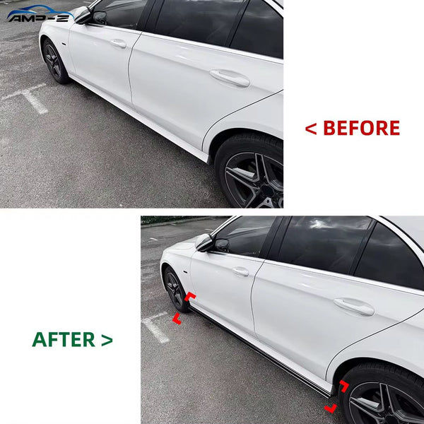 Mercedes W213 E Class Side Skirts - Glossy Black