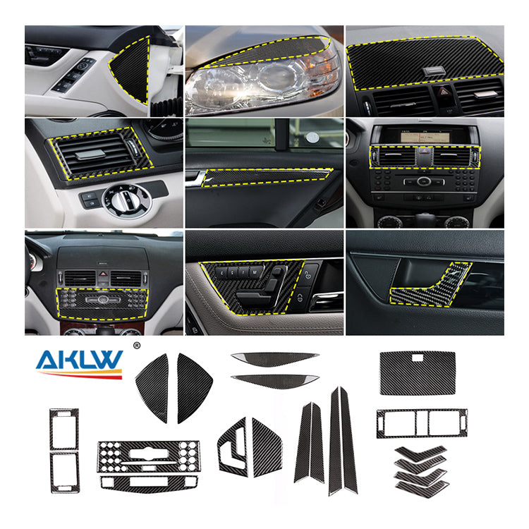 Mercedes W204 Center Console Carbon Fiber Set