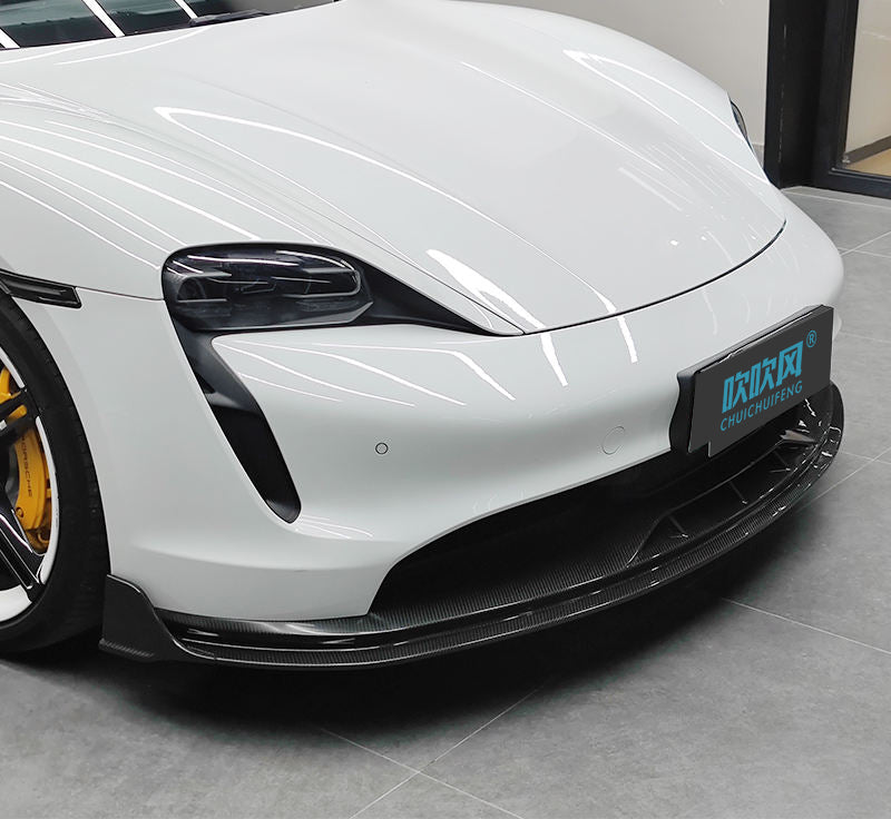 Porsche Taycan Carbon Fiber Front Lip Splitter